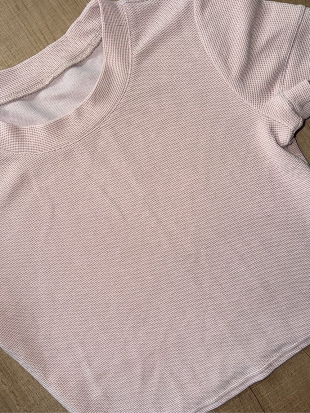 ALO Micro waffleSierra Short Sleeve baby T-shirt crop Top -Dusty Pink-SMALL